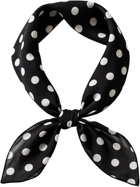 1 Piece of Polka Dot Square Scarf 1950s Chiffon Neck Scarfs Sheer Handkerchief Hair Tie Halloween Costume for Women Girls