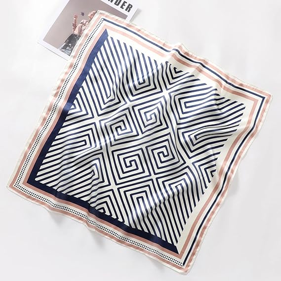 100% Mulberry Silk Scarf for Women, Bandana Square Satin Neck Head Scarf for Hair 27"x27" Handbag Accessories