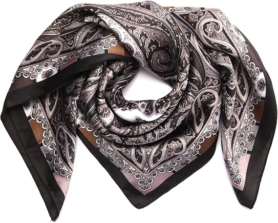 1 Pcs 27.5 Inches Satin Head Scarf Silk Like Hair Scarf Stain Bandana Hair Wrap Neck Scarf for Women(Black)