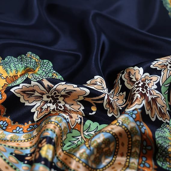 Head Scarf for Women-35 Square Silk Feeling Satin Scarf for Hair Wrapping and Sleeping at Night