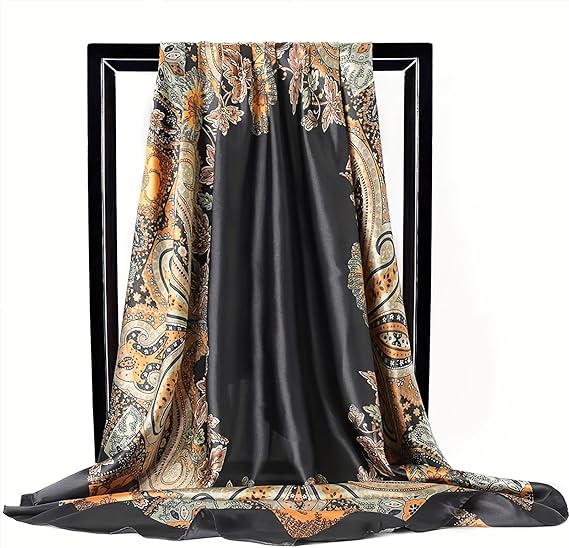 Head Scarf for Women-35 Square Silk Feeling Satin Scarf for Hair Wrapping and Sleeping at Night