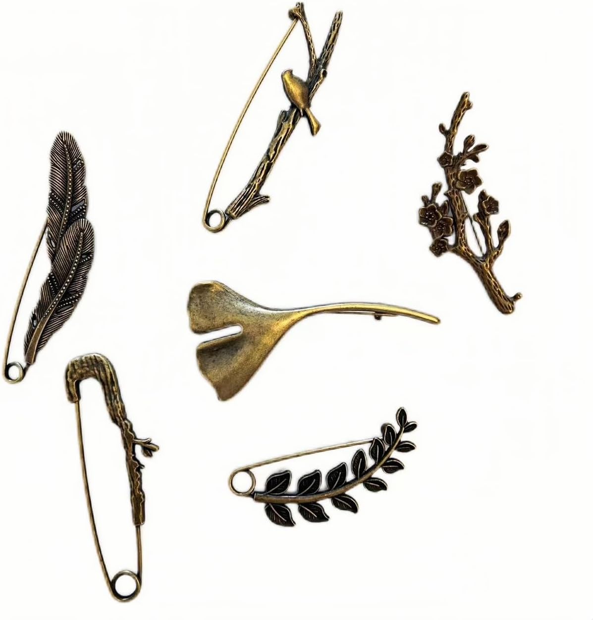 6 Pcs Large Safety Pins Retro Safety Pins Vintage Chic Brooch Pins Decorative for Clothes Scarf Shirt Blanket Shawl Cardigan Crafts Cloak for Women