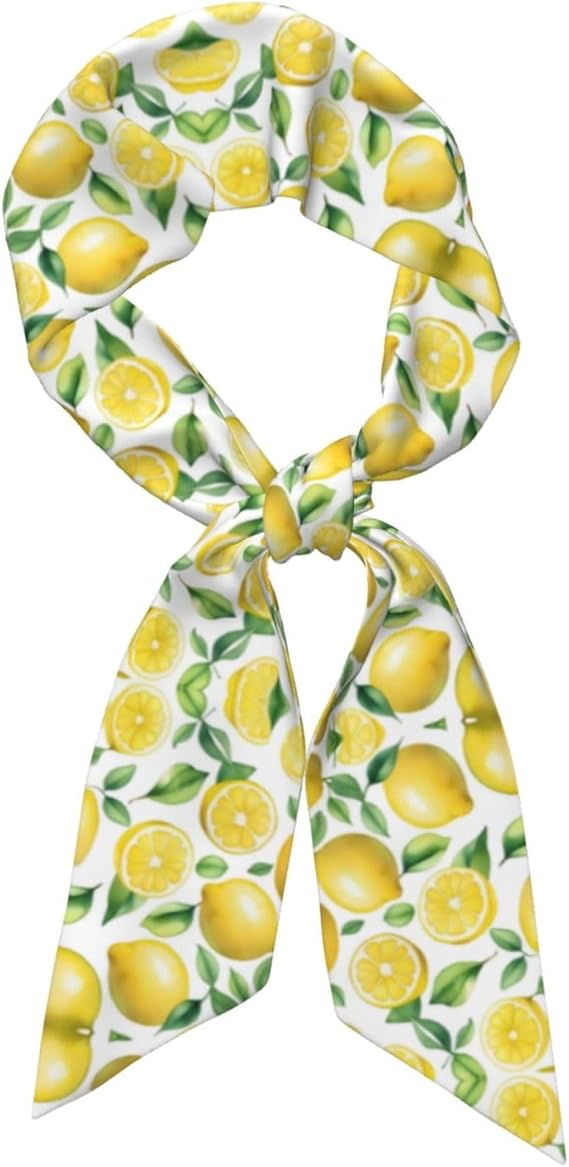 Hand drawn lemon fruit Printing Women's Fashion Scarf - Head Hair Accessories Versatile Scarf for Women Valentine's Day and Mother's Day, Black, One Size