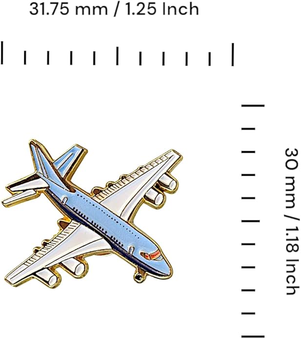1.25" Airplane Soft Enamel Pin – Aviation Plane Aircraft Pilot Aviator Flight Lapel Pins Brooches for Backpacks, Jackets, Hats, Clothes, Bags, Teens, Girls, Boys – Pinback Buttons & Charms