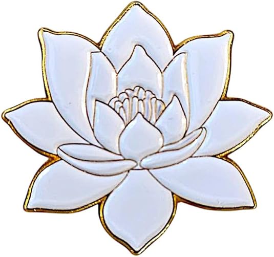 1.25" White Lotus Soft Enamel Pin – White Lotus Flower Buddhist Lapel Pins Brooches for Backpacks, Jackets, Hats, Clothes, Bags, Teens, Girls, Boys, Men– Pinback Buttons & Charms
