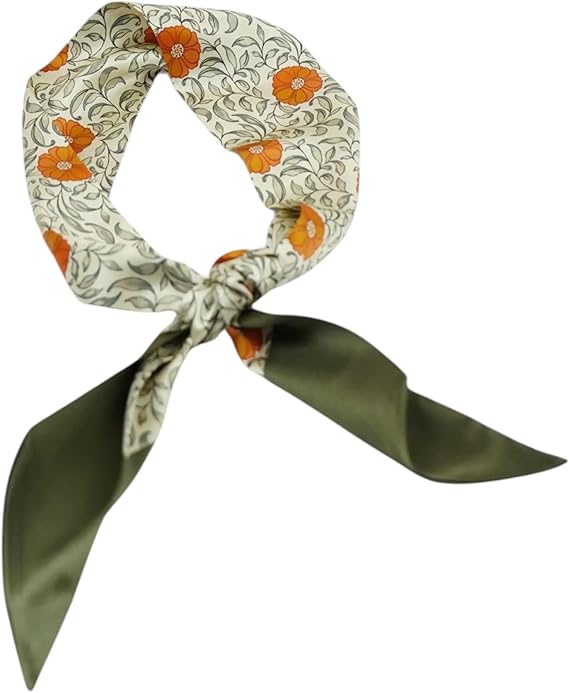 Fine Silk Scarf, Hair Ribbon, Handbag Accessory, Romantic Neckerchief