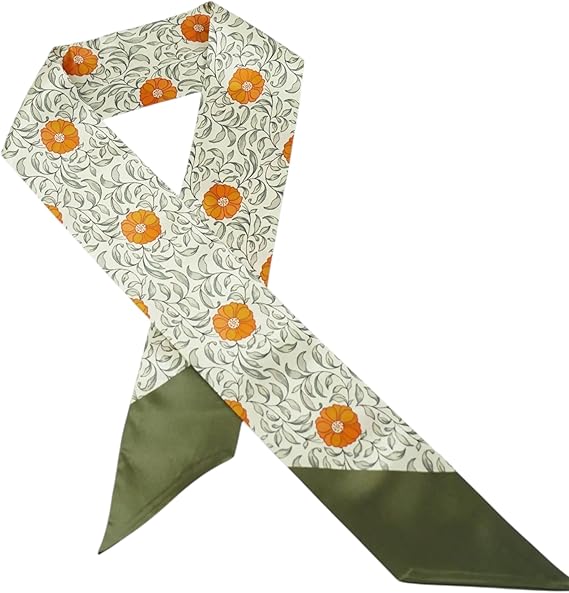 Fine Silk Scarf, Hair Ribbon, Handbag Accessory, Romantic Neckerchief