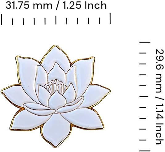 1.25" White Lotus Soft Enamel Pin – White Lotus Flower Buddhist Lapel Pins Brooches for Backpacks, Jackets, Hats, Clothes, Bags, Teens, Girls, Boys, Men– Pinback Buttons & Charms