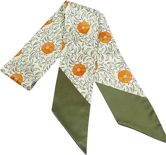 Fine Silk Scarf, Hair Ribbon, Handbag Accessory, Romantic Neckerchief