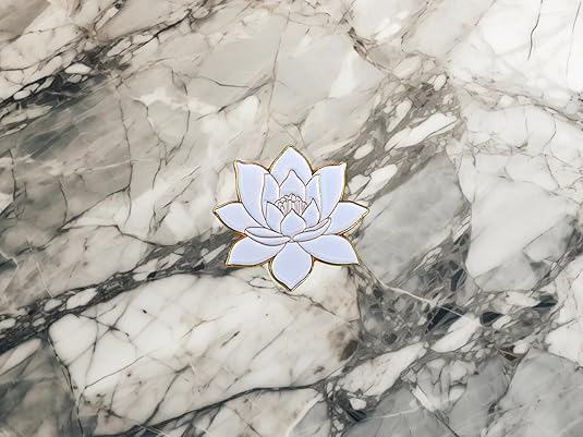 1.25" White Lotus Soft Enamel Pin – White Lotus Flower Buddhist Lapel Pins Brooches for Backpacks, Jackets, Hats, Clothes, Bags, Teens, Girls, Boys, Men– Pinback Buttons & Charms