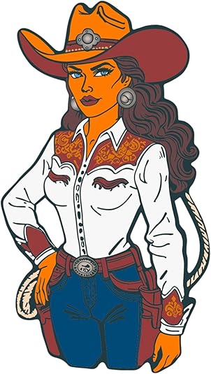 1.75" Cowgirl Soft Enamel Pin – Western Cowboy Lapel Pins Brooches for Backpacks, Jackets, Hats, Clothes, Bags, Teens, Girls, Boys, Men– Pinback Buttons & Charms