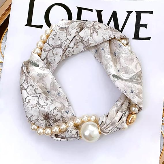 Silk Felling Magnetic Buckle with Rhinestone Small Neckerchief Clavicle Collar Headpiece Pendant Scarf for Women