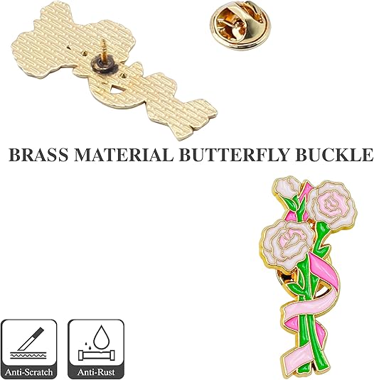 12 Pcs Red Rose Flower Enamel Lapel Pin, 1.5 inch Metal Badge Brooch for Women Men Clothes Bags Hats