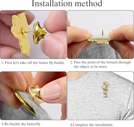 12 Pcs Red Rose Flower Enamel Lapel Pin, 1.5 inch Metal Badge Brooch for Women Men Clothes Bags Hats