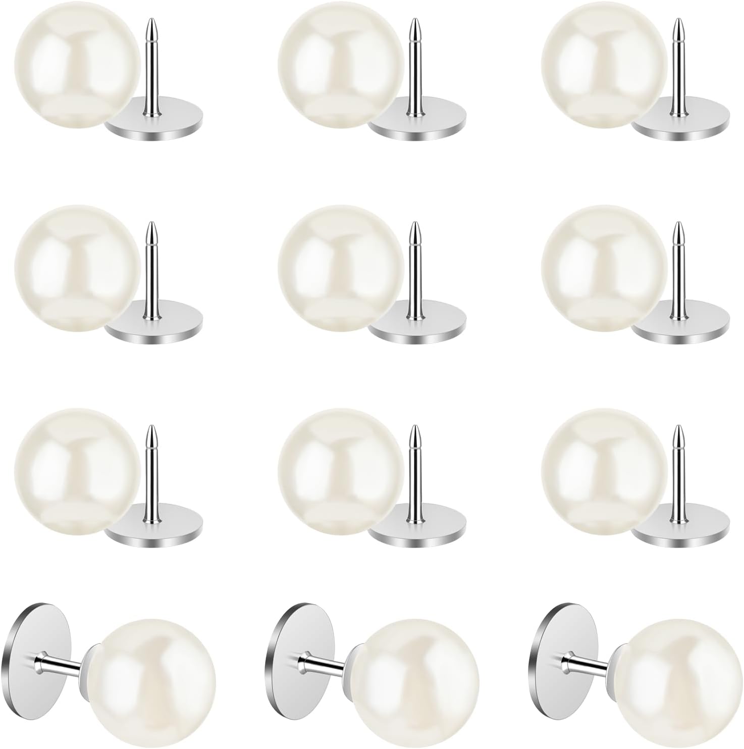 12 Sets 10mm Pearl Buttons, Removable No Sew Button Pins Brooch Pins Pearl Snaps Decorative Buttons for Women Girls Clothes DIY Shirt Blouse Dress Sweater Shawl