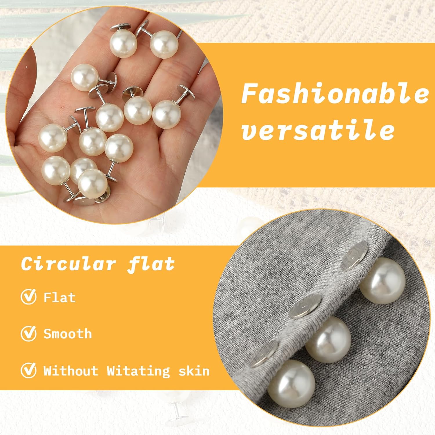 12 Sets 10mm Pearl Buttons, Removable No Sew Button Pins Brooch Pins Pearl Snaps Decorative Buttons for Women Girls Clothes DIY Shirt Blouse Dress Sweater Shawl