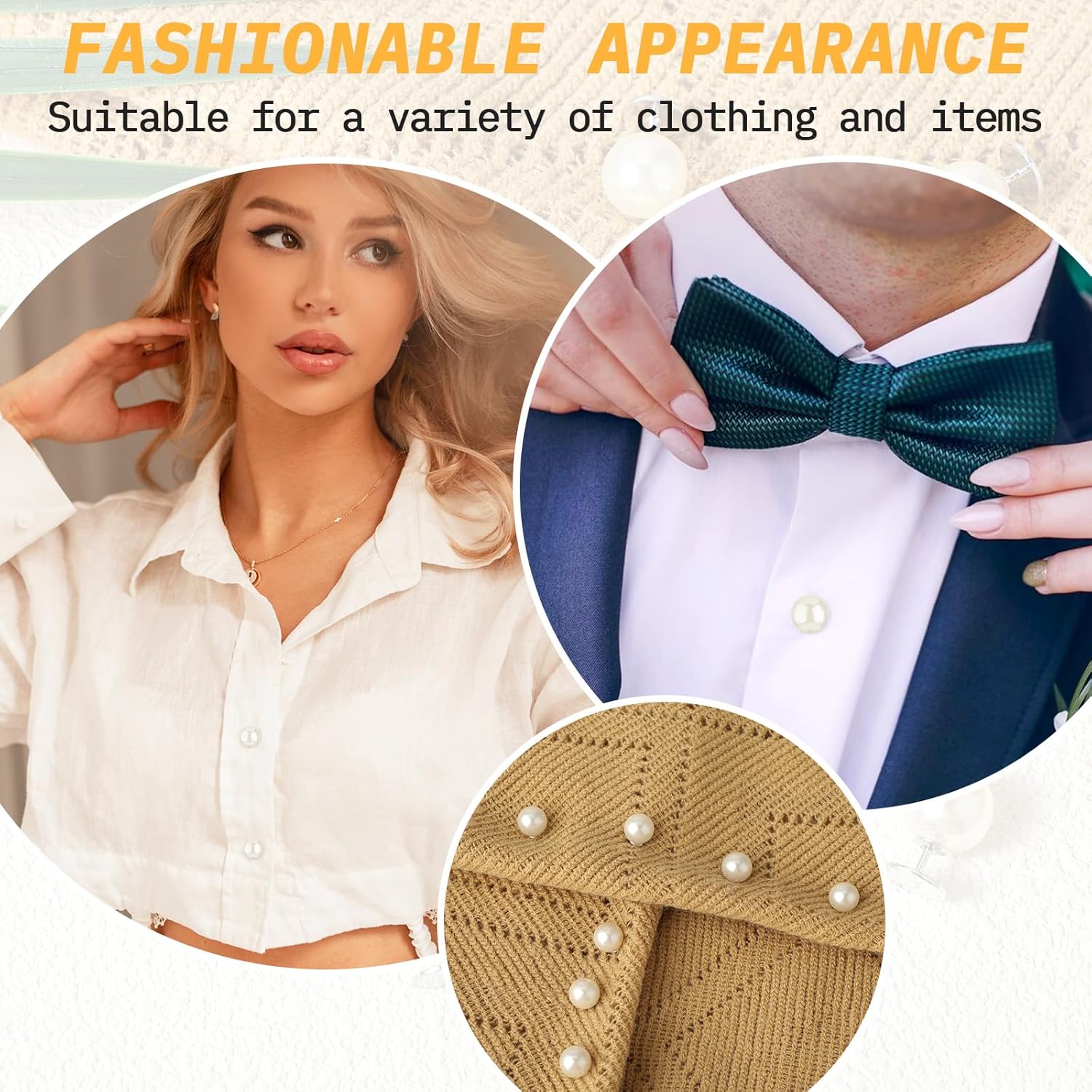 12 Sets 10mm Pearl Buttons, Removable No Sew Button Pins Brooch Pins Pearl Snaps Decorative Buttons for Women Girls Clothes DIY Shirt Blouse Dress Sweater Shawl