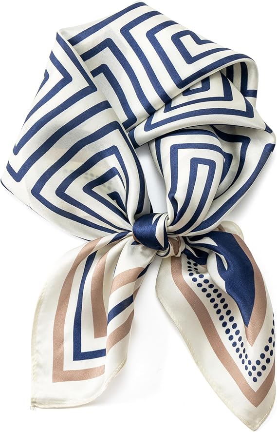 100% Mulberry Silk Scarf for Women, Bandana Square Satin Neck Head Scarf for Hair 27"x27" Handbag Accessories